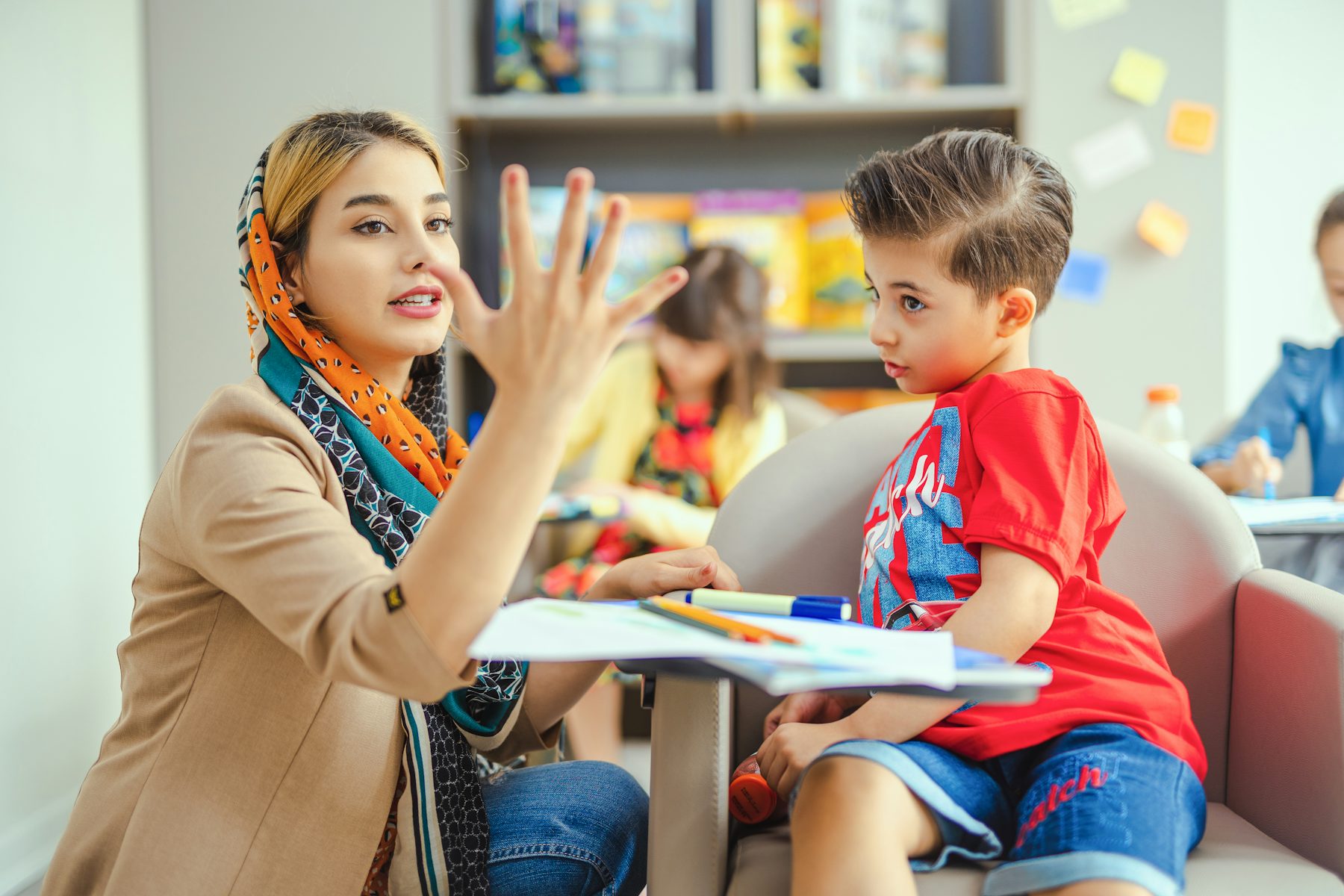 Elementary student receiving one-on-one tutoring support